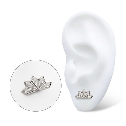 Invictus Titanium Internally Threaded with Diamond Shape CZ 5-Cluster Kite Shape Top