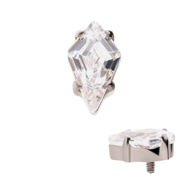 Invictus Titanium Internally Threaded Prong Set Kite Shaped CZ Top