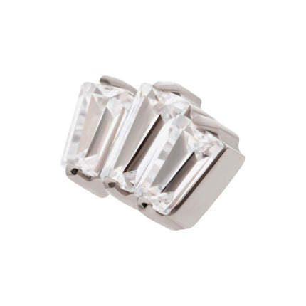 Invictus Titanium Internally Threaded Prong Set Baguette CZ 3-Cluster Top
