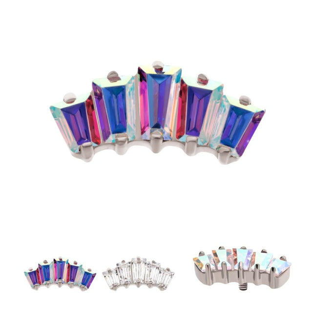Invictus Titanium Internally Threaded Prong Set Baguette CZ 5-Cluster Fan Shape Top