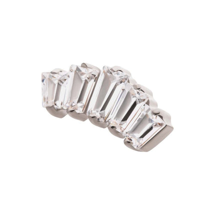 Invictus Titanium Internally Threaded Prong Set Baguette CZ 5-Cluster Fan Shape Top
