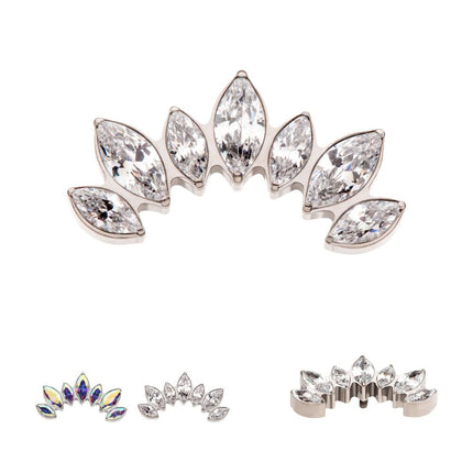 Invictus Titanium Internally Threaded with Prong Set Marquise Clear CZ 7-Cluster Fan Shape Top