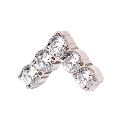 Invictus Titanium Internally Threaded with Prong Set Round Clear CZ Chevron Shape Top