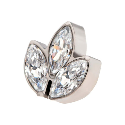 Invictus Titanium Internally Threaded with Prong Set Marquise Clear CZ 3-Cluster Top