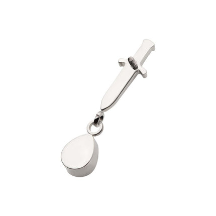 Invictus Titanium Internally Threaded Dangle Bezel Teardrop Gem Dagger Top