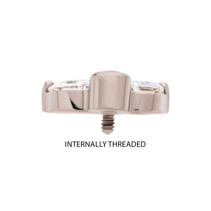 Invictus Titanium Internally Threaded 3-Cluster Marquise Gem Fan Top with Bezel Round Gem