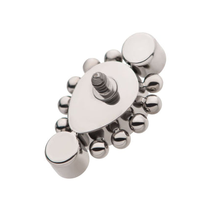 Invictus Titanium Internally Threaded with Bezel Set Round CZ & Beads Around Teardrop CZ Top