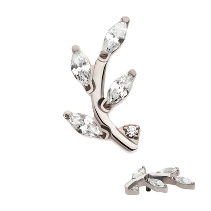 Invictus Titanium Internally Threaded Prong Set Marquise CZ Leaf Top