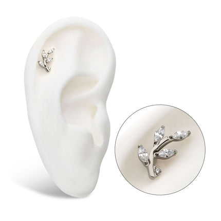 Invictus Titanium Internally Threaded Prong Set Marquise CZ Leaf Top