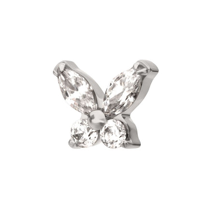 Invictus Titanium Internally Threaded Small Butterfly with Prong Set Round & Marquise Gem Top