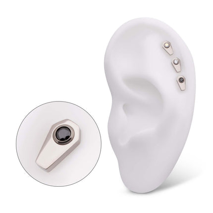 Invictus Titanium Internally Threaded Coffin Top with Bezel Set Round CZ