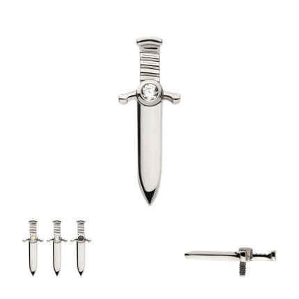 Invictus Titanium Internally Threaded with Bezel Set 1mm CZ Dagger Top