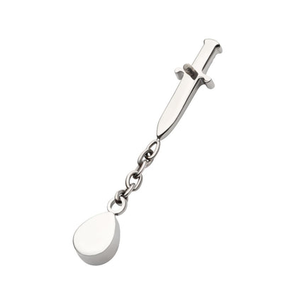 Invictus Titanium Internally Threaded Dagger Top with Bezel Set Teardrop Opal Chain Dangle