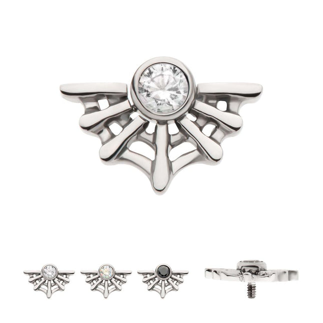 Invictus Titanium Internally Threaded Bezel Set CZ Spiderweb Top