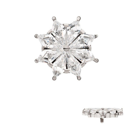 Invictus Titanium Internally Threaded 8-Cluster Prong Set Kite Shape CZ Flower Top