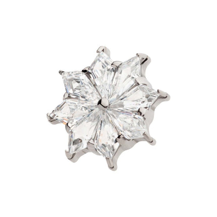 Invictus Titanium Internally Threaded 8-Cluster Prong Set Kite Shape CZ Flower Top