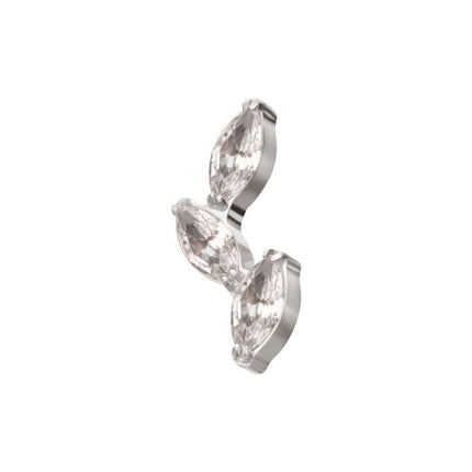 Invictus Titanium Internally Threaded Vine Shape Top with 3-Tier Full Clear CZ Gem Marquise