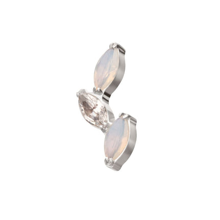 Invictus Titanium Internally Threaded Vine Shape Top with 3-Tier Alternating Opalite/CZ Marquise