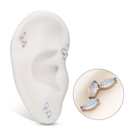 Invictus Titanium Internally Threaded Vine Shape Top with 3-Tier Full Opalite Marquise