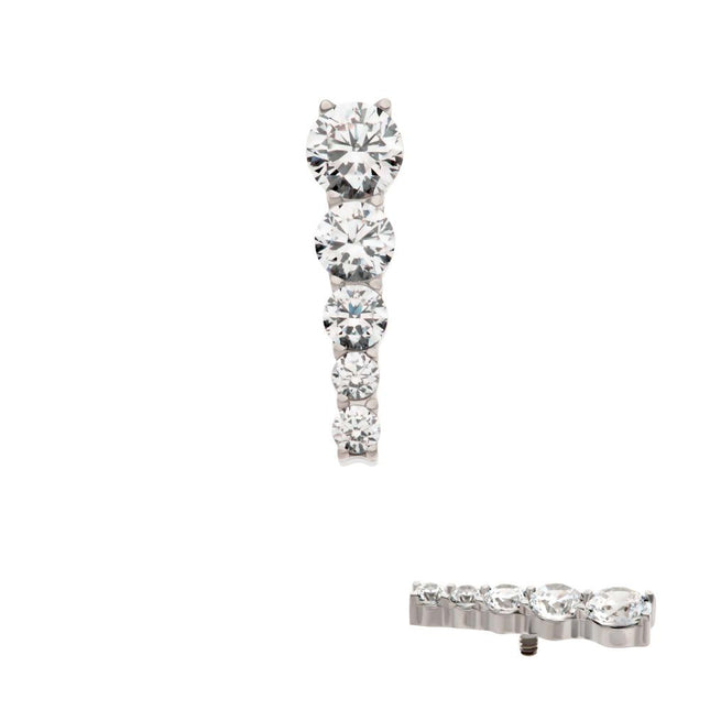 Invictus Titanium Internally Threaded Cascading Prong Set Round CZ Gem 5-Cluster Top