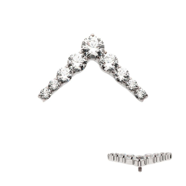 Invictus Titanium Internally Threaded 9-Cluster Prong Set Round CZ Chevron Shape Top