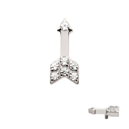 Invictus Titanium Internally Threaded Pave Set Round CZ Gem Arrow Top