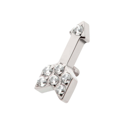 Invictus Titanium Internally Threaded Pave Set Round CZ Gem Arrow Top