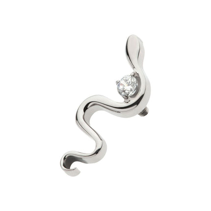 Invictus Titanium Internally Threaded with 1.8mm Prong Set Round CZ Gem Snake Top