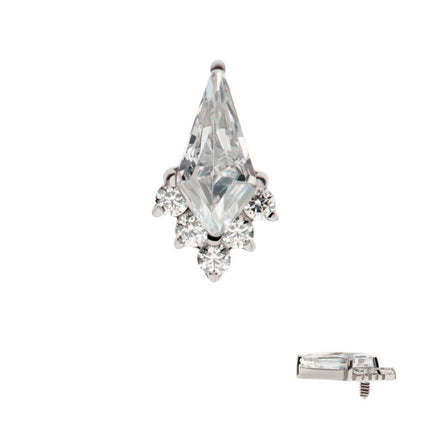 Invictus Titanium Internally Threaded Kite Shape with 5-Cluster Round CZ Gem Top