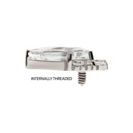 Invictus Titanium Internally Threaded Kite Shape with 5-Cluster Round CZ Gem Top