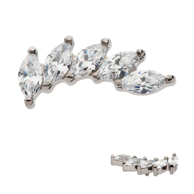 Invictus Titanium Internally Threaded with Prong Set Marquise 5 Gem Curved Fan Top