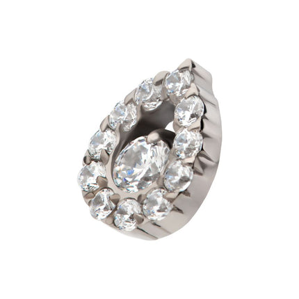 Invictus Titanium Internally Threaded Round CZ Center Hollow Teardrop Shape Top