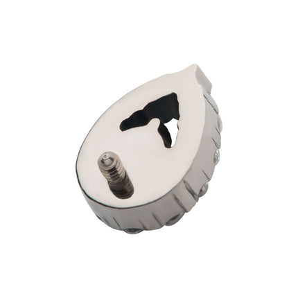 Invictus Titanium Internally Threaded Round CZ Center Hollow Teardrop Shape Top