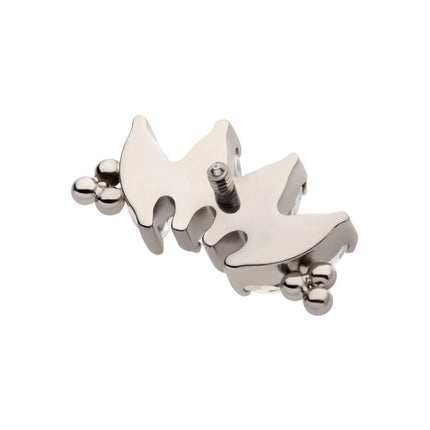 Invictus Titanium Internally Threaded with Tri Beads & Prong Set Marquise CZ 4-Cluster Top