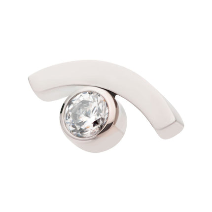Invictus Titanium Internally Threaded with Bezel Set CZ in a Curve Line Top