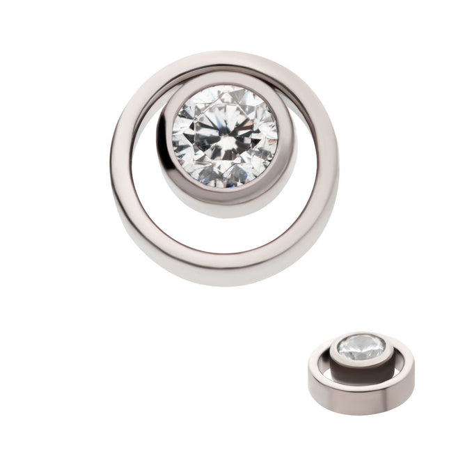 Invictus Titanium Internally Threaded with Bezel Set CZ in a Cut Out Circle Top