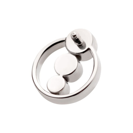 Invictus Titanium Internally Threaded with Bezel Set 3-Cluster CZ & Cut Out Circle Top