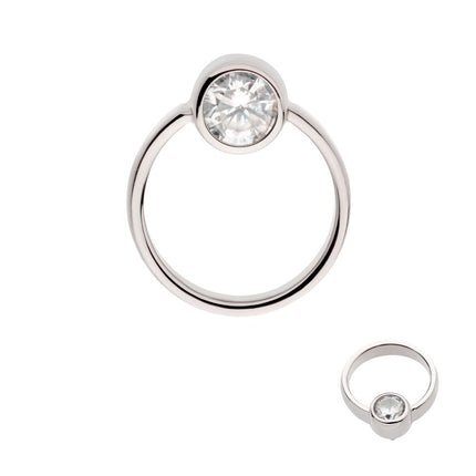 Invictus Titanium Internally Threaded with Bezel Set CZ & Cut Out Circle Top