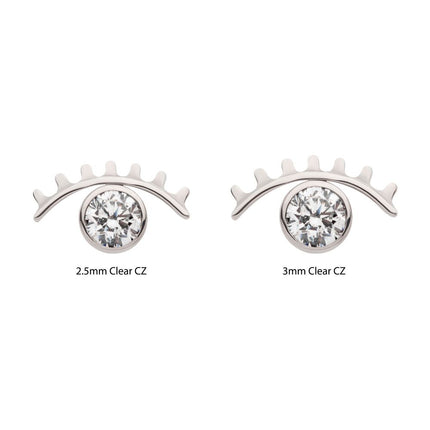 Invictus Titanium Internally Threaded with Bezel Set CZ Cut Out Evil Eye Top