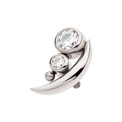 Invictus Titanium Internally Threaded with Bezel Set CZ & Bead Crescent Moon Top