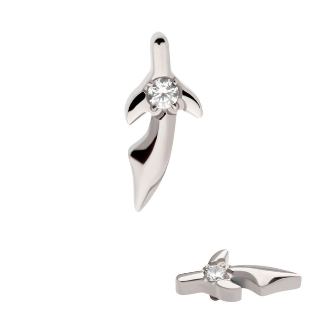 Invictus Titanium Internally Threaded with Center Prong Set CZ Dagger Top