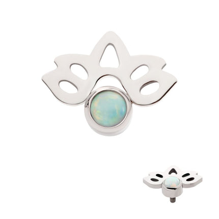 Invictus Titanium Internally Threaded with Bezel Set Opal Lotus Flower Top