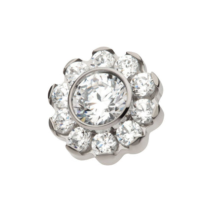 Invictus Titanium Internally Threaded Flower Top with 11 Clear CZ