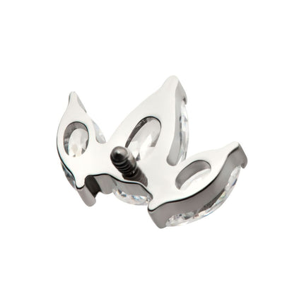 Invictus Titanium Internally Threaded 3 Cluster Top with Prong Set Teardrop & Marquise CZ