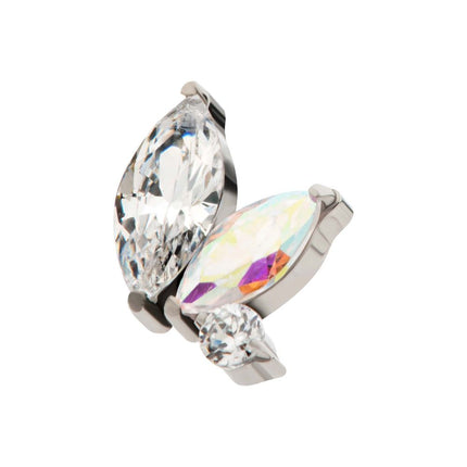 Invictus Titanium Internally Threaded Prong Set Marquise & Round CZ/Opal Staggered 3 Cluster Top