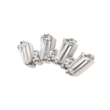 Invictus Titanium Internally Threaded Prong Set Baguette & Round CZ 7-Cluster Top