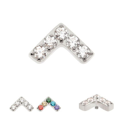Invictus Titanium Internally Threaded Prong Set  5 Round CZ Chevron Shape Top