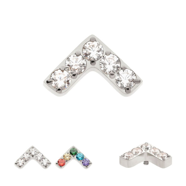 Invictus Titanium Internally Threaded Prong Set  5 Round CZ Chevron Shape Top