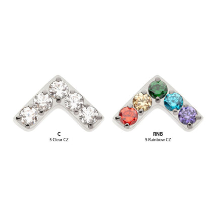Invictus Titanium Internally Threaded Prong Set  5 Round CZ Chevron Shape Top