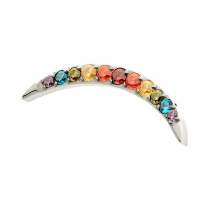 Invictus Titanium Internally Threaded Multicolor CZ Curved Bar Top
